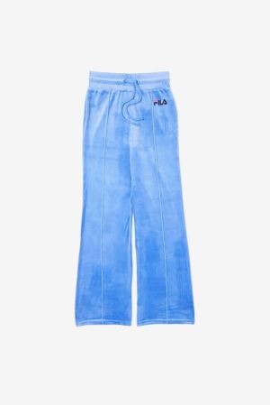 FILA Astrid Velour Pants Blue / Black,Womens Clothing | CA.BAFHYX451